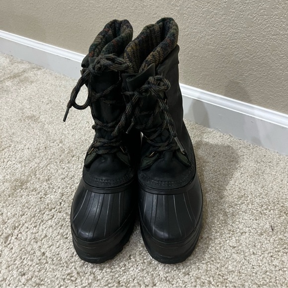 Sorel Women Lace Up Mid Calf Winter Snow Boots Green Plaid Suede Rubber Size 6, - Picture 4 of 16